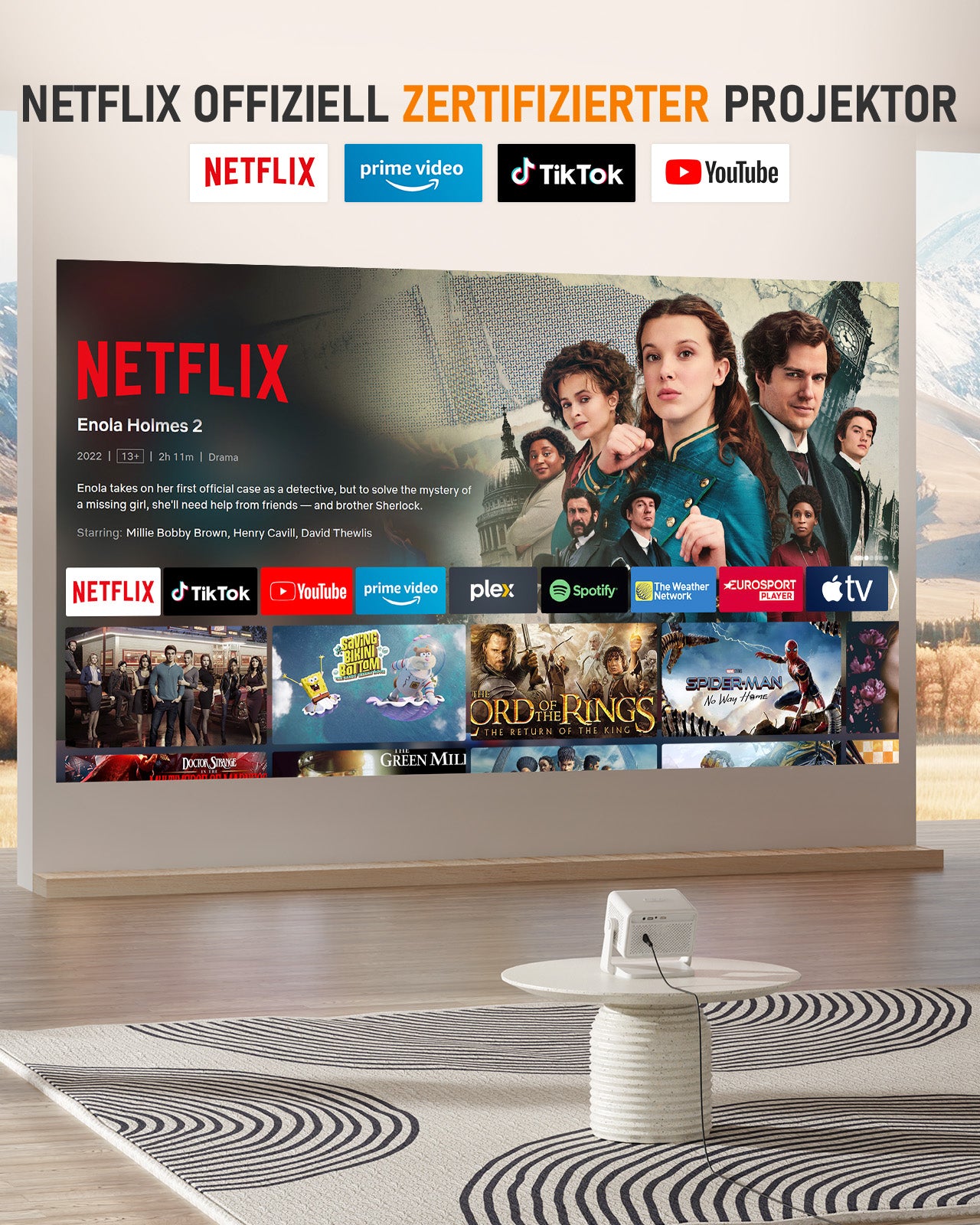 H86 Smart Mini Beamer Netflix Offiziell & Autofokus
