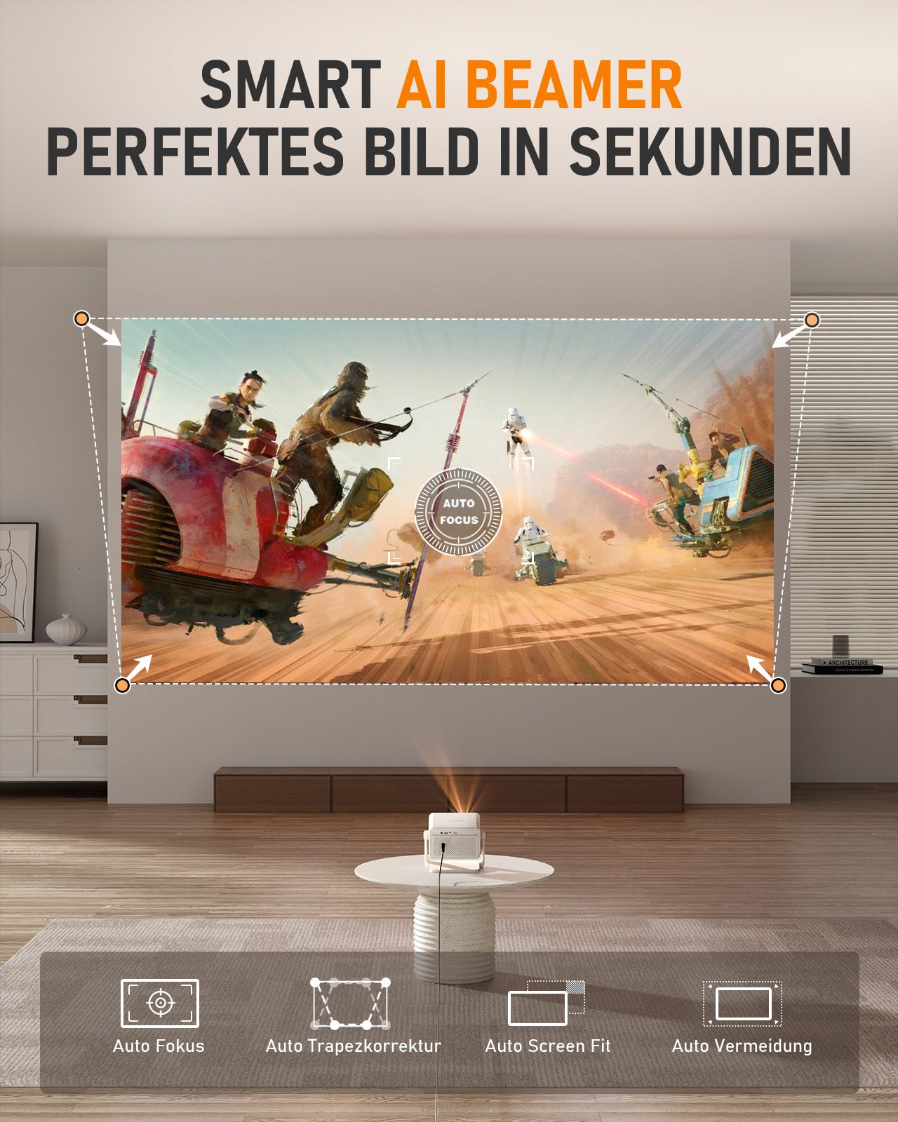 H86 Smart Mini Beamer Netflix Offiziell & Autofokus