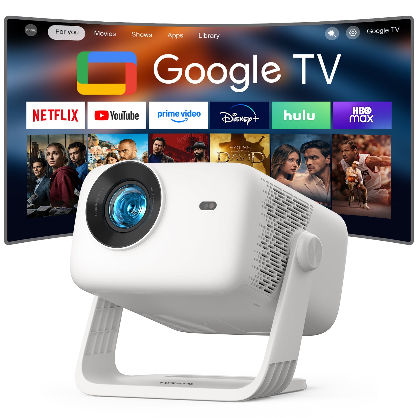 【Google TV Stick Built-in】Smart 4K Projector with WiFi and Bluetooth