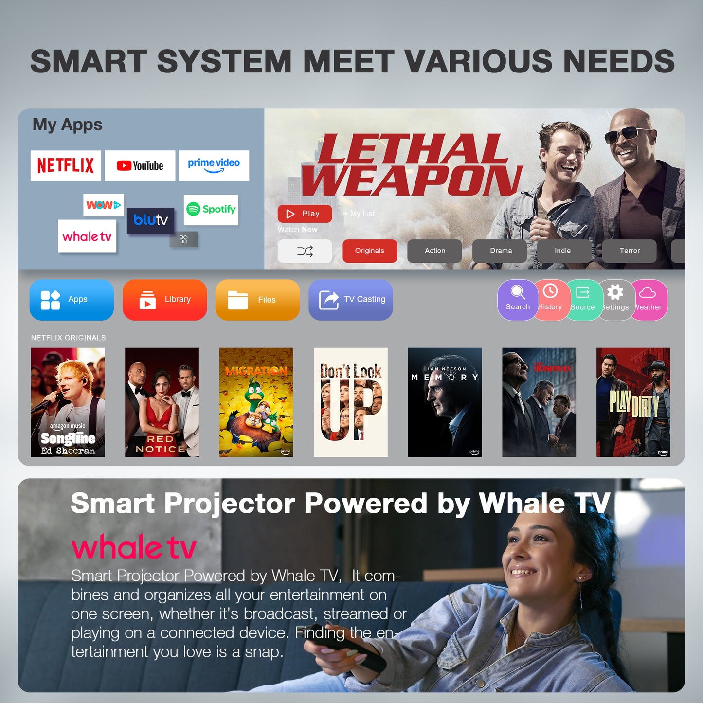 VISSPL Smart 4K Mini Projector Q5 Silver