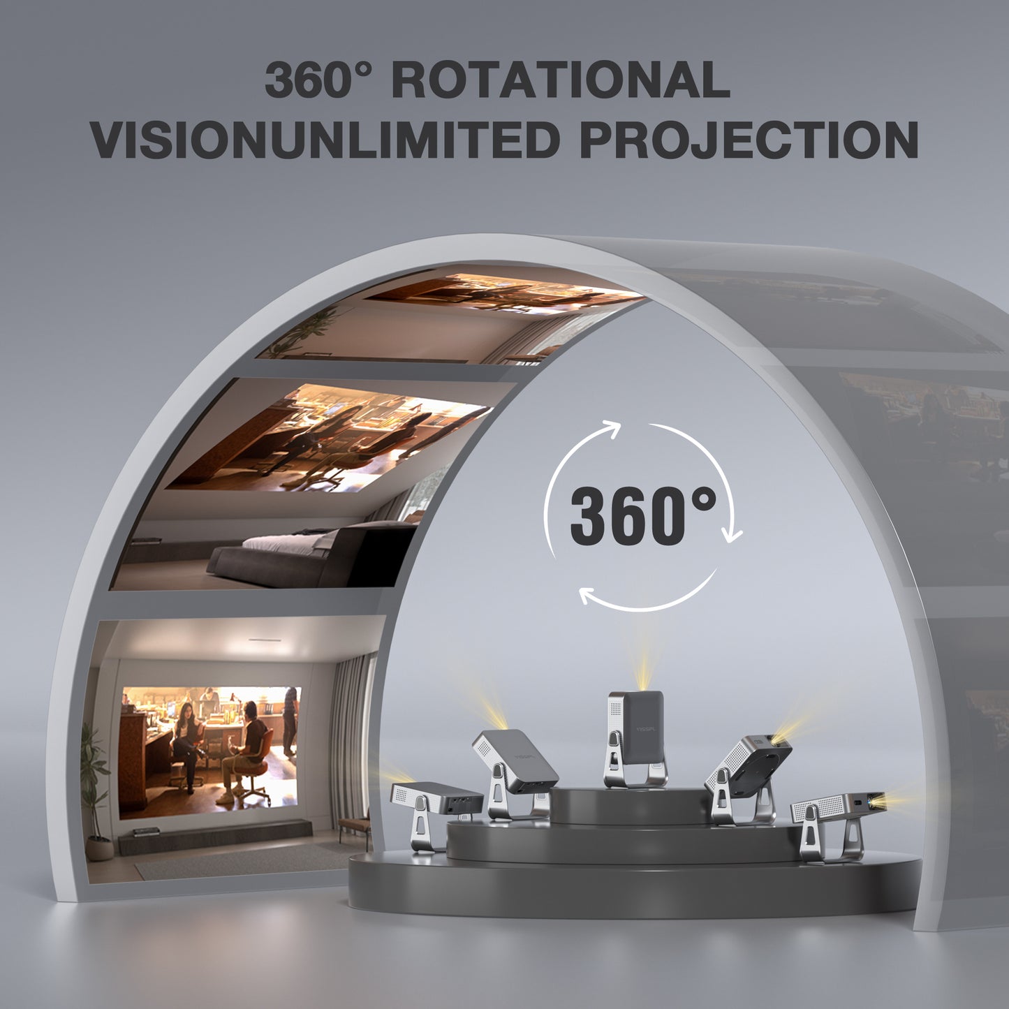 VISSPL Smart 4K Mini Projector Q5 Silver