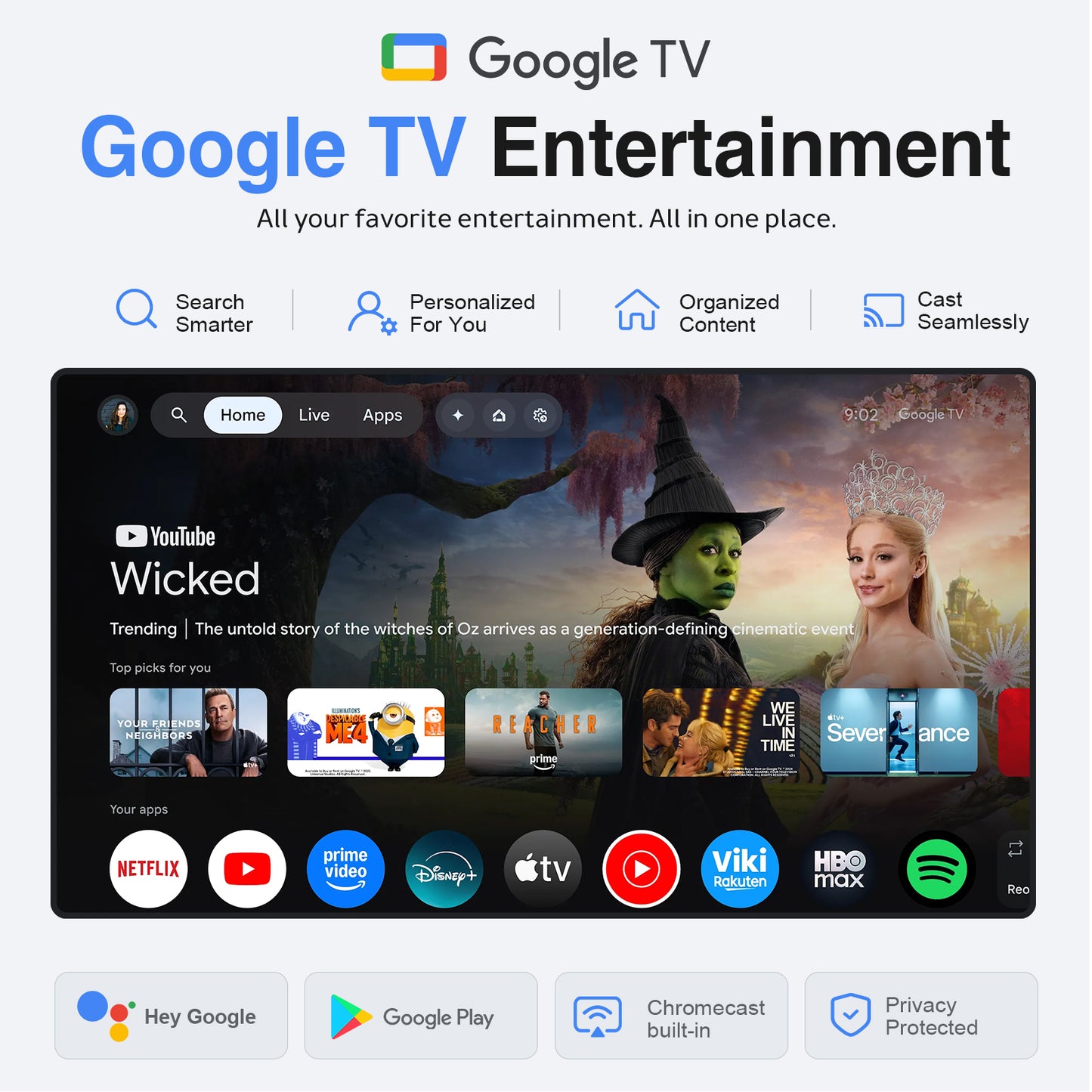 【Google TV Stick Built-in】Smart 4K Projector with WiFi and Bluetooth