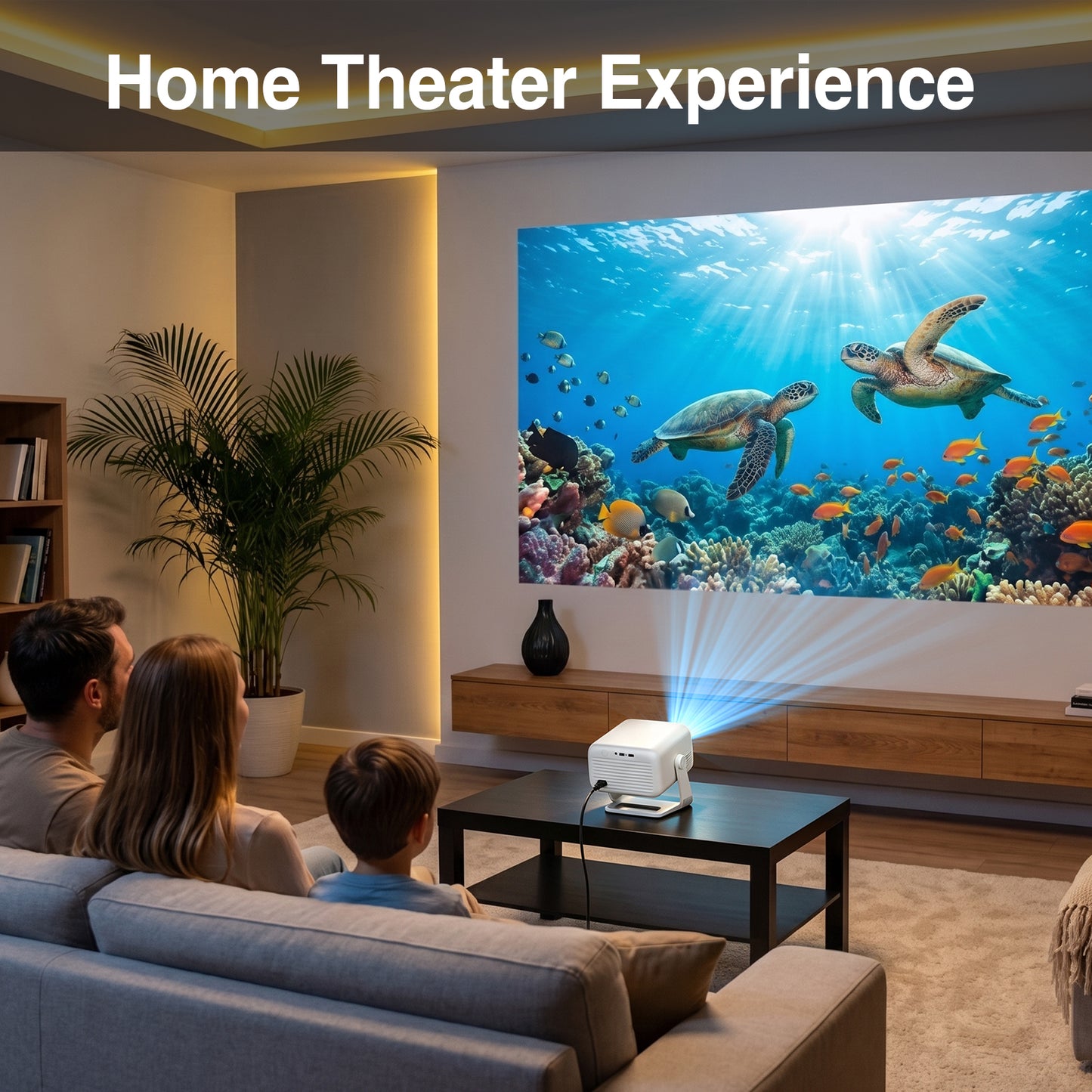 【Google TV Stick Built-in】Smart 4K Projector with WiFi and Bluetooth