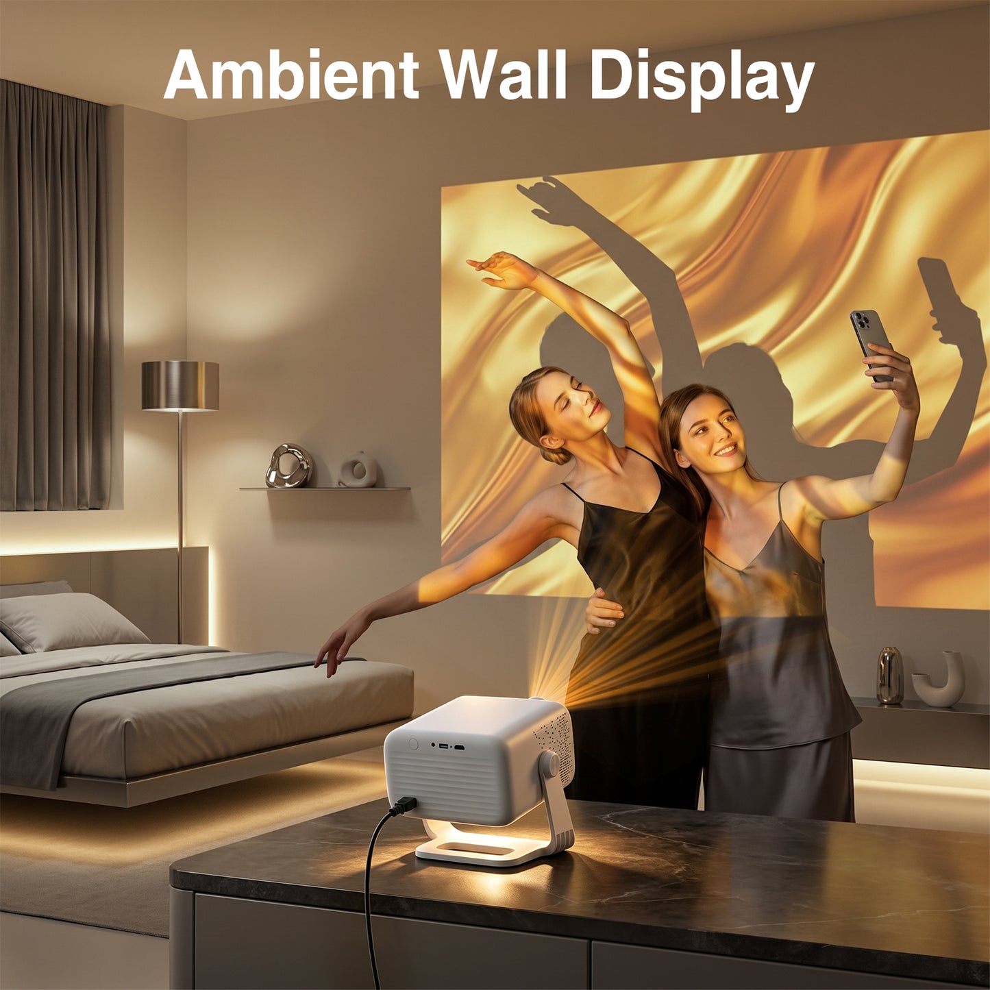 【Google TV Stick Built-in】Smart 4K Projector with WiFi and Bluetooth