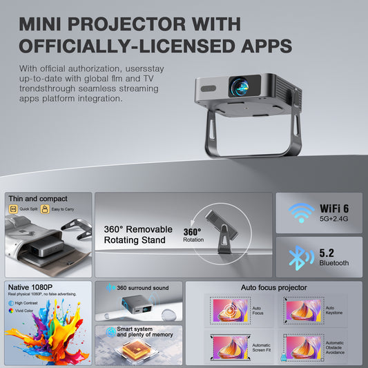 VISSPL Smart 4K Mini Projector Q5 Silver